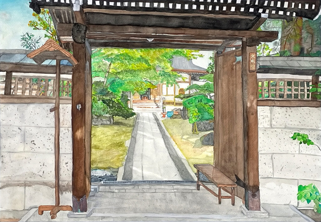 三条市文化団体協会会長賞「晴れた日で光る久成院」　第一中　1年　小島　陽那子