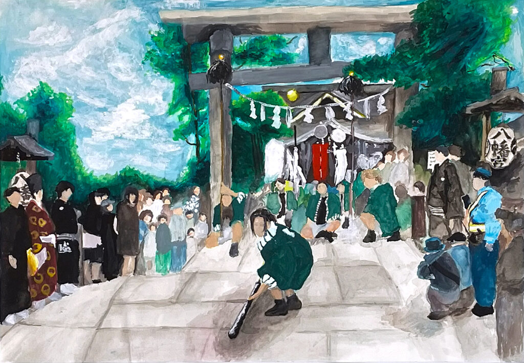 教育委員会教育長賞「大名行列の悪魔斬り　第二中　1年　鳥羽　風花