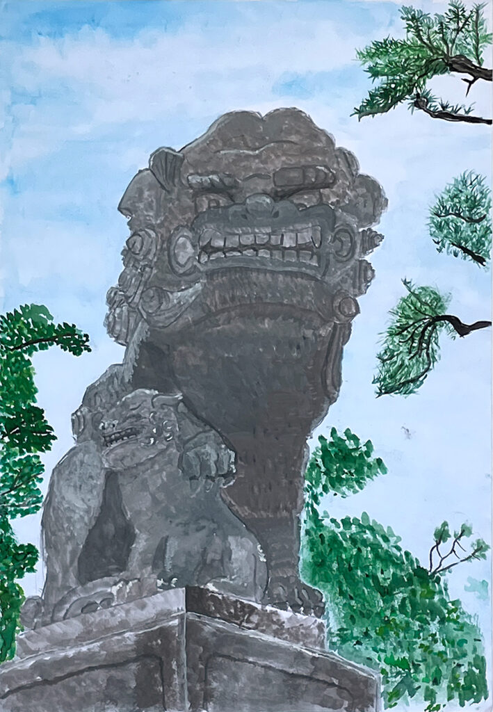 （一財）新潟県教職員厚生財団理事長賞「八幡神社のこま犬」一ノ木戸小　5年　矢澤　絢那