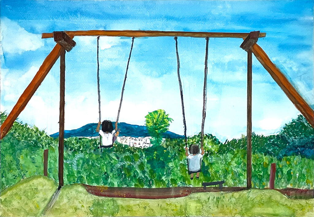 金賞「大崎山公園の大きなブランコ」嵐南小　4年　青木　環菜