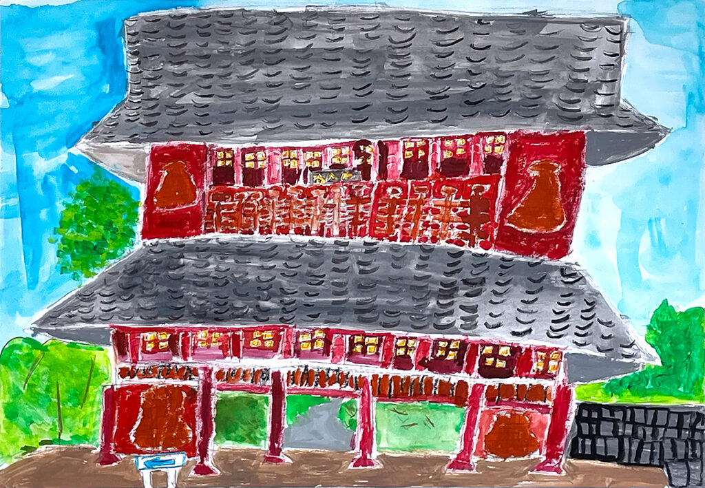 金賞「本成寺の大きな赤門」嵐南小　2年　石倉　さくら