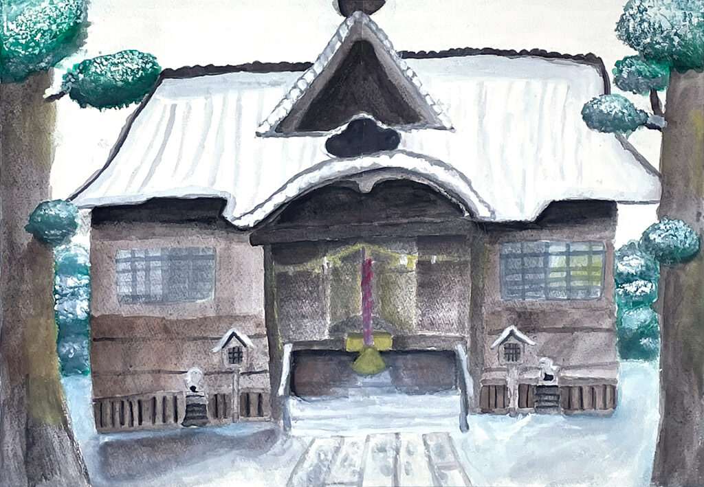 金賞「雪の八幡宮」一ノ木戸小　5年　佐藤　あかり