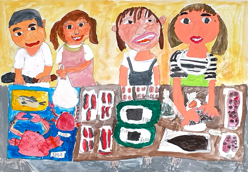 銀賞「おばあちゃんがはたらく市」嵐南小　1年　五十嵐　円香