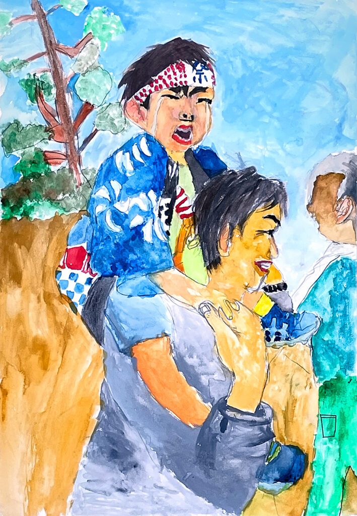 銀賞「まいこみで、なくおとうと」嵐南小　2年　長谷川　寛人